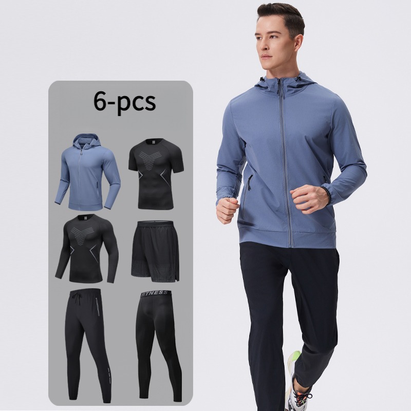 Cycling Gear Men - Men's 6-Piece Sportswear Set with Hood