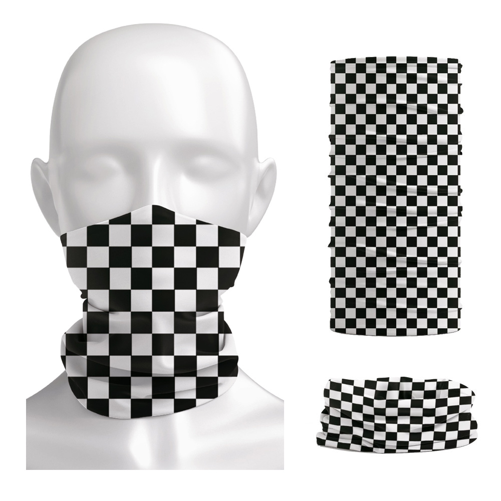 Cycling Gear Men - Checkered Ska Printed Headband Neck Warmer